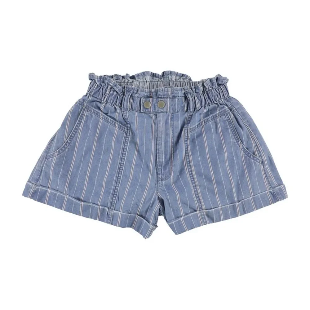 American Eagle Womens Paperbag Casual Denim Shorts, Red, 4, DM